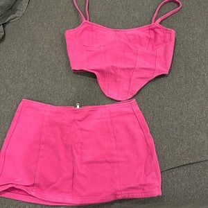 PrettyLittleThing - Pink Denim Material Set - Size US 2